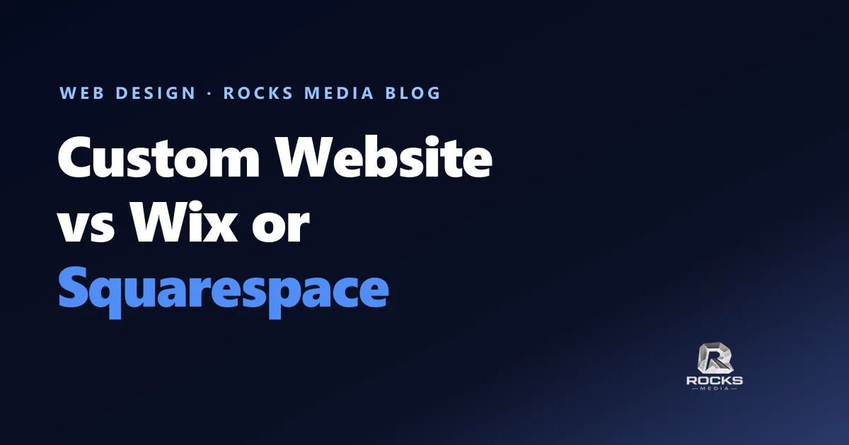 Custom website vs Wix or Squarespace, cover graphic